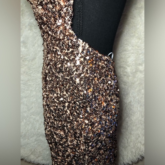 Hello Molly Glittering Bronze Mini Dress size Small - Picture 9 of 16